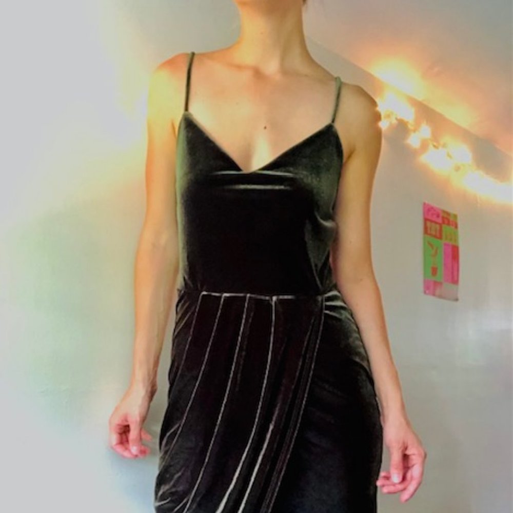 Olive Green Spaghetti Strap Mid Length Midi Charlotte Russe Dress Size Medium